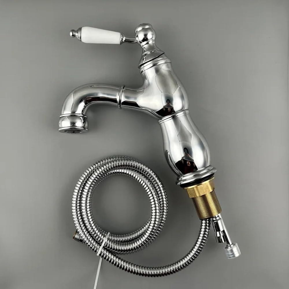 Robinet de lavabo eau chaude froide extractible pour salle de bains familiale
