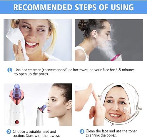 Miniatura 4 de Blackhead Remover Pore Vacuum Cleaner - Pore Extractor Tool Acne Comedone Removal Kit USB Rechargeable Blackhead Suction Tool with 5 Probes and 3