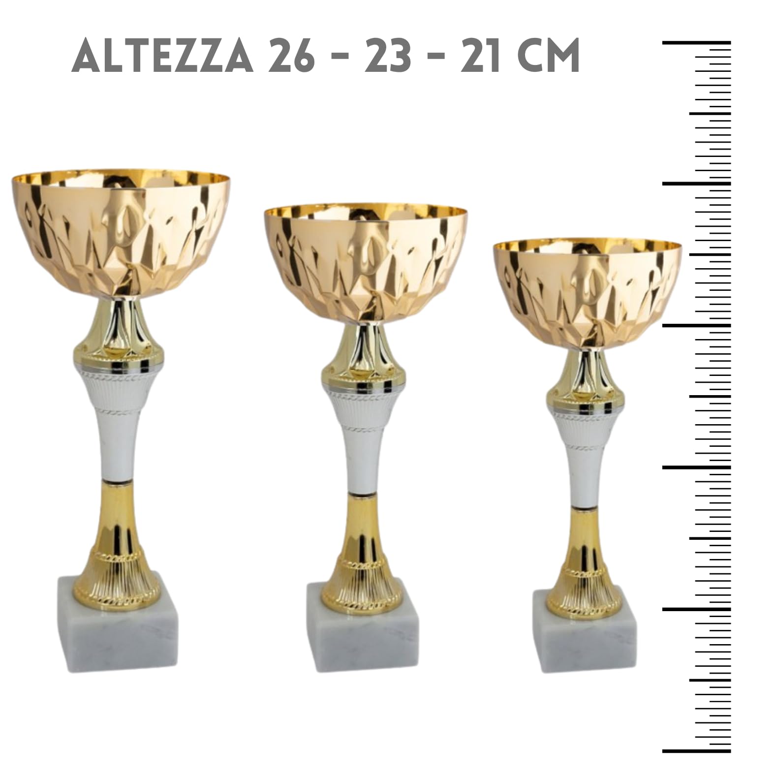 Tris di Premiazioni Personalizzate Economiche Coppe e Trofei Sportivi con Targhetta Inclusa Premio per Tutti Gli Sport e Riconoscimento o Fantacalcio (13.599)