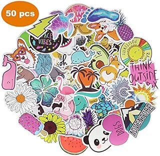 Cute Laptop Stickers for Teen Girl, 50 Pcs/Pack Cartoon Trendy Waterproof Vinyl Decal