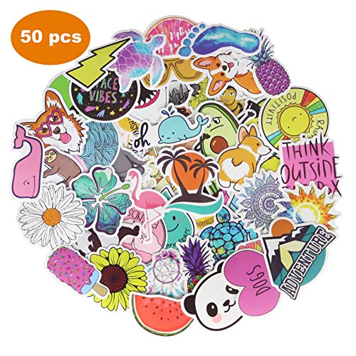 Cute Laptop Stickers for Teen Girl, 50 Pcs/Pack Cartoon Trendy Waterproof Vinyl Decal