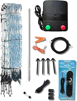 Premium Electric Sheep & Goat Netting Kit- AC Energizer 9/35/8 for Backyards, Homesteaders, and Livestock Owners