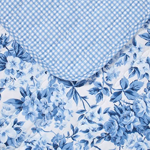 Laura Ashley- King Quilt Set, Cotton Reversible Bedding Set, All Season Cottage Home Décor (Brighton Blue, King) #TOP5