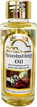 Bible Lands Treasure Anointing Oil 50ml/1.7fl.oz Scented with Myrrh, Frankincense & Spikenard Blessed Holy Oil from Jerusalem Holy Land Spiritual Gift for Prayer & Anointing