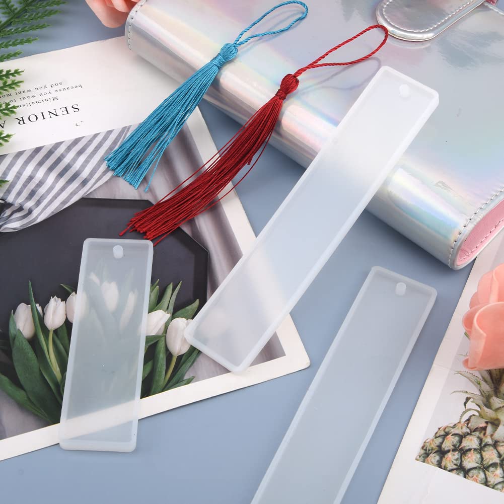 ALEOHALTER 33 Pcs Bookmark Epoxy Resin Mold Set, 9 Pcs Silicone Bookmark Moulds with 24 Pcs Colorful Tassels - Image 3