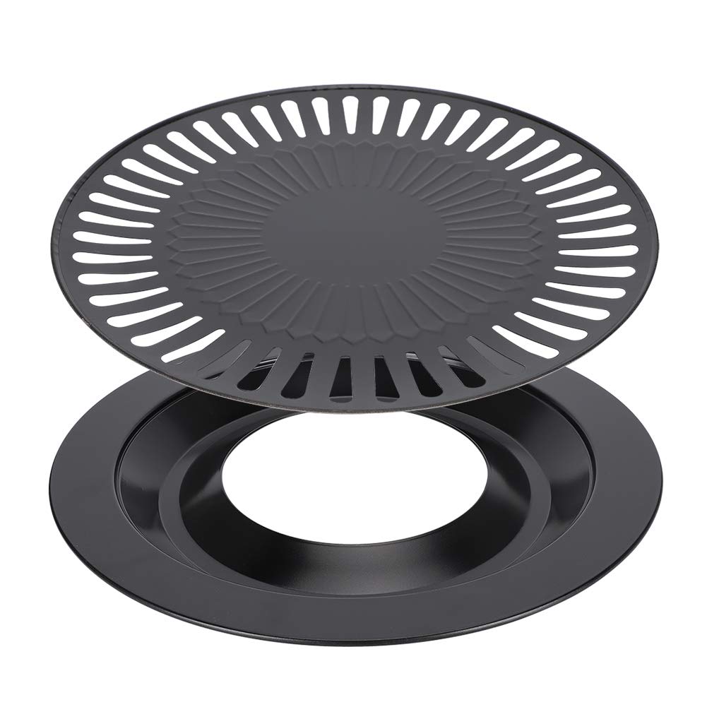 Jerliflyer Korean grill, smoke-free non-stick round grill pan, easy to clean indoor korean grill pan