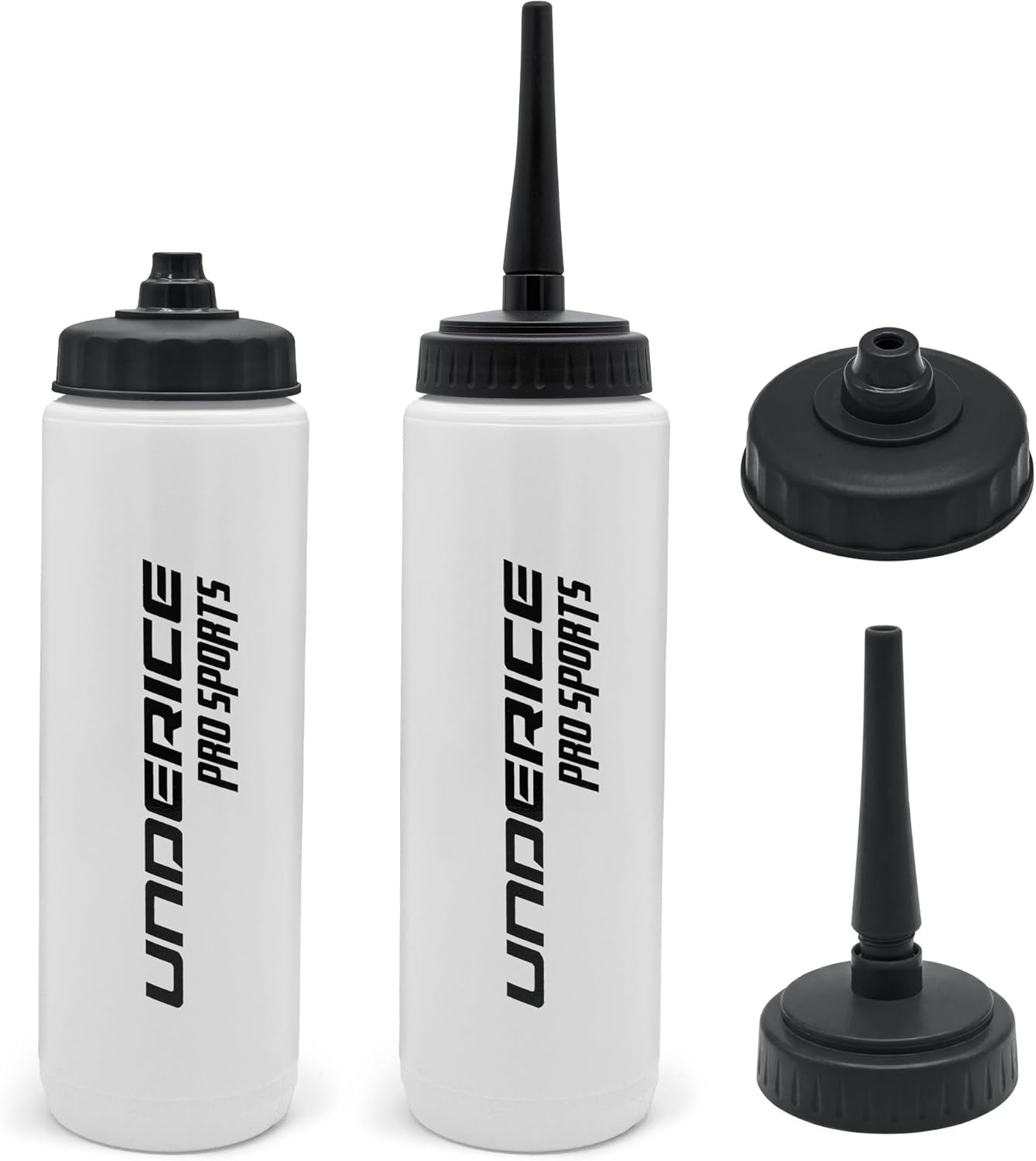 UICE Water Bottle with Straw,1 Liter Easy Squeeze Bottles for Hockey Straight Long Straw Built In Finger Grip,Sports Water Bottle for Football, Lacrosse, Boxing,Fitness-White