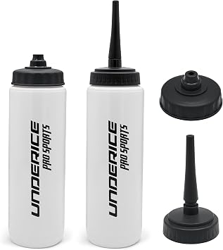 UICE Water Bottle with Straw,1 Liter Easy Squeeze Bottles for Hockey Straight Long Straw Built In Finger Grip,Sports Water Bottle for Football, Lacrosse, Boxing,Fitness-White
