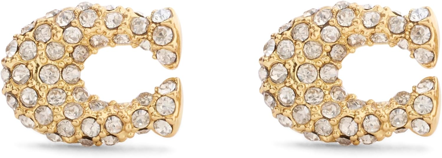 Coach Womens COACH Jewelry Women's Pavé Signature C Stud Earrings