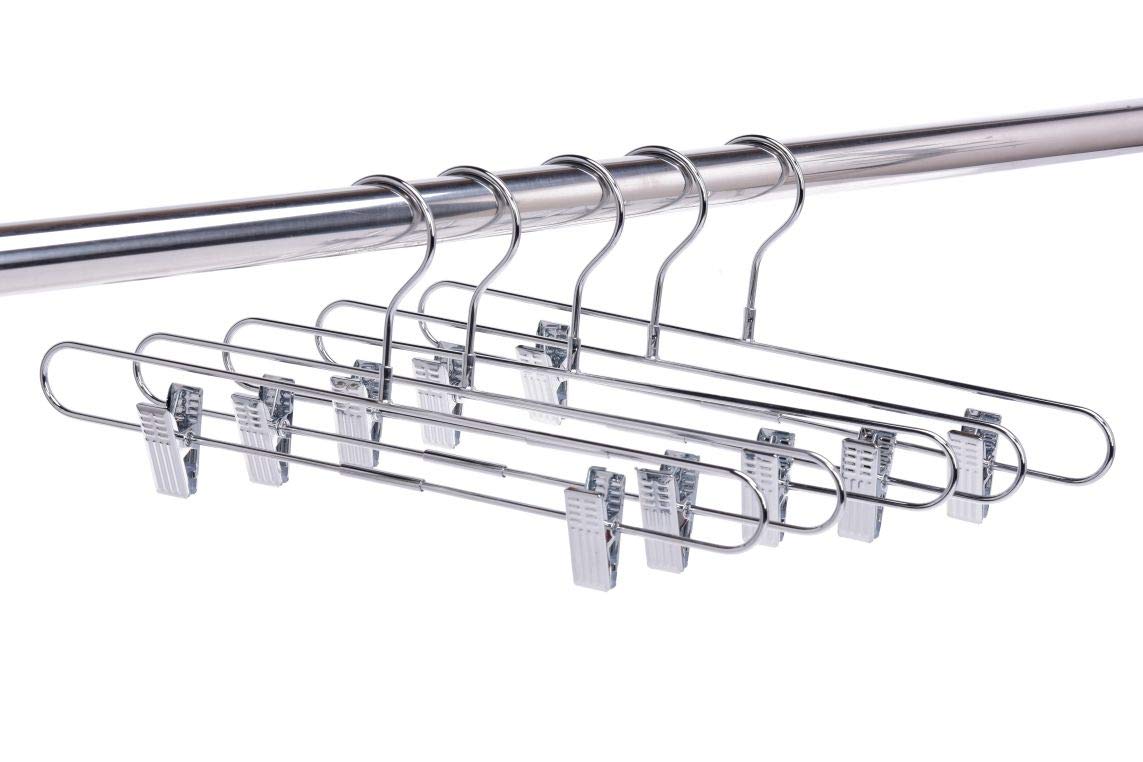 Quality Hangers Gancho de la Falda de la Calidad Pantalones Pantalones Perchas Metal Resistente Giratorio Cromo