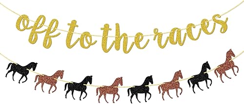 Cartel de Off To The Races pancarta de caballo pancarta de fiesta de rodeo decoración de fiesta de carreras de caballos decoración de fiesta del