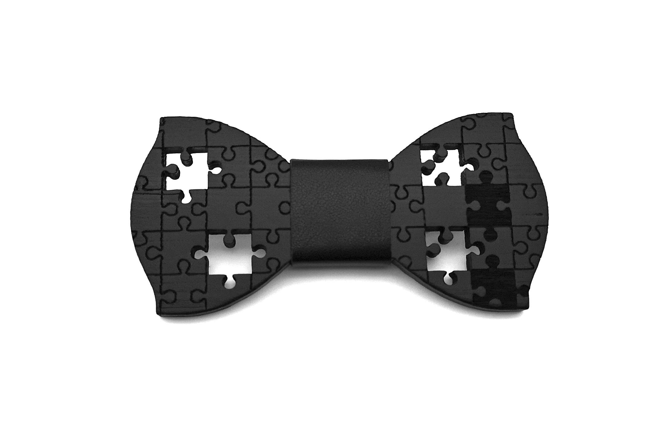 Papillon legno GIGETTO Puzzle Nodo Ecopelle Nero Made in Italy
