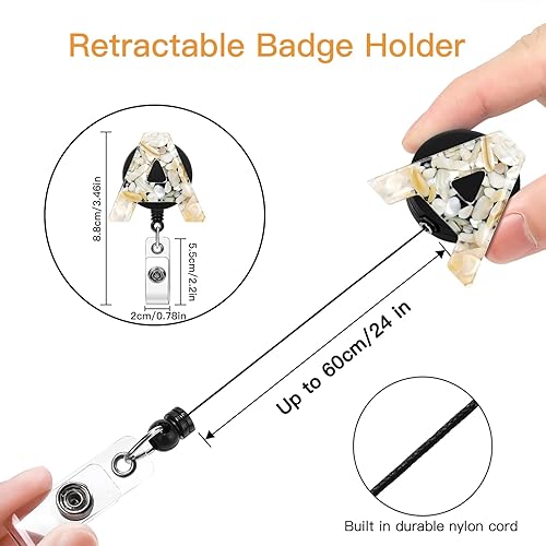 Miniatura 2 de Soleebee Paquete de 1 carrete retráctil para insignias, soporte retráctil de 24 pulgadas con clip de cocodrilo giratorio de 360, clip de