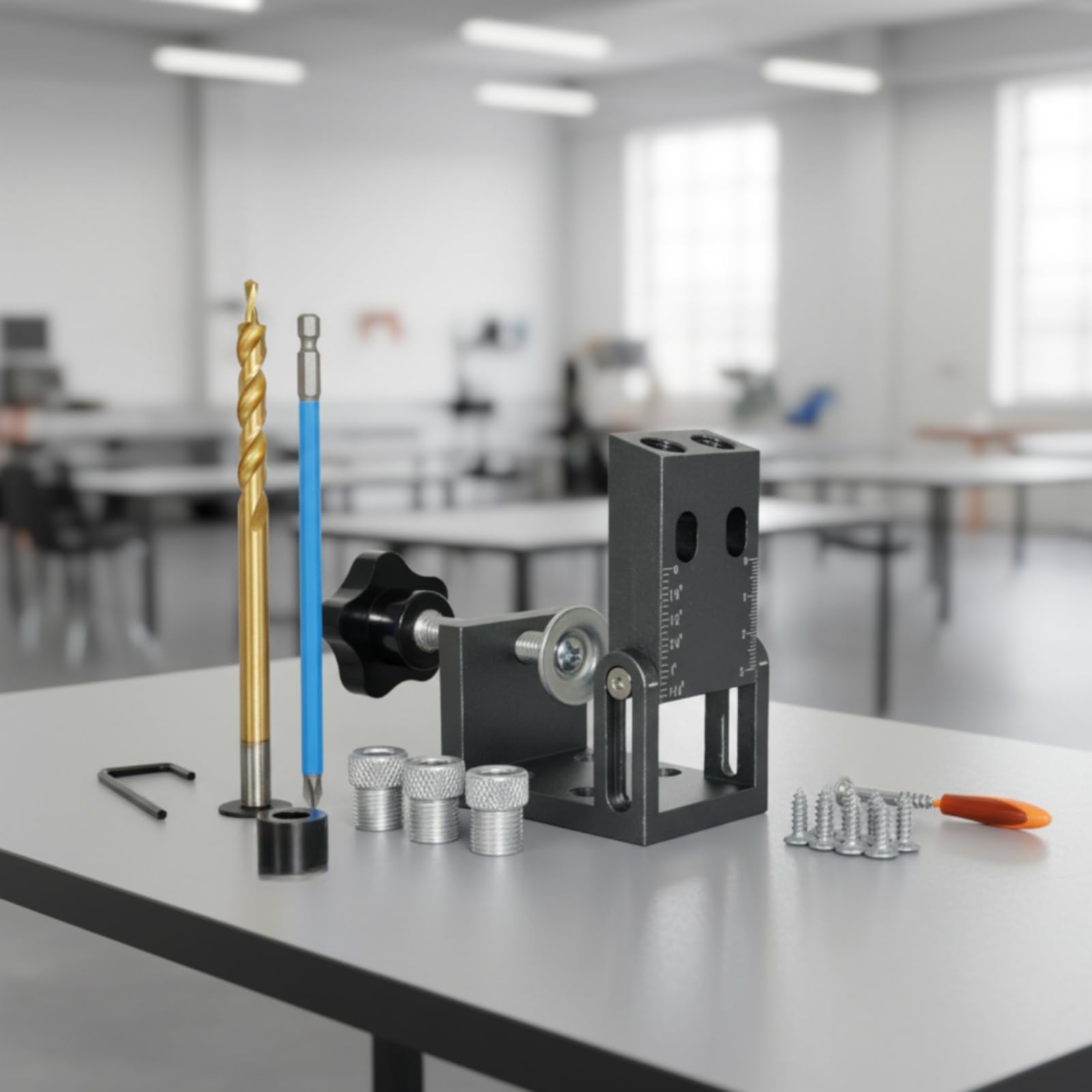 LOVIVER Plantilla Bolsillo con Abrazara Estable Localizador Perforación Herramienta para Taller