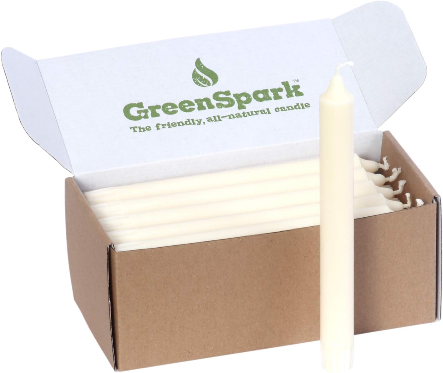 Tall 8-inch White Taper Dinner Natural Candles, Smokeless Elegant, Eco-Friendly, and Clean-Burning Candles (20 Count)