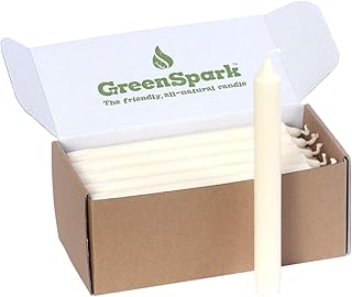 Tall 8-inch White Taper Dinner Natural Candles, Clean Burning, Smokeless (20 Count)