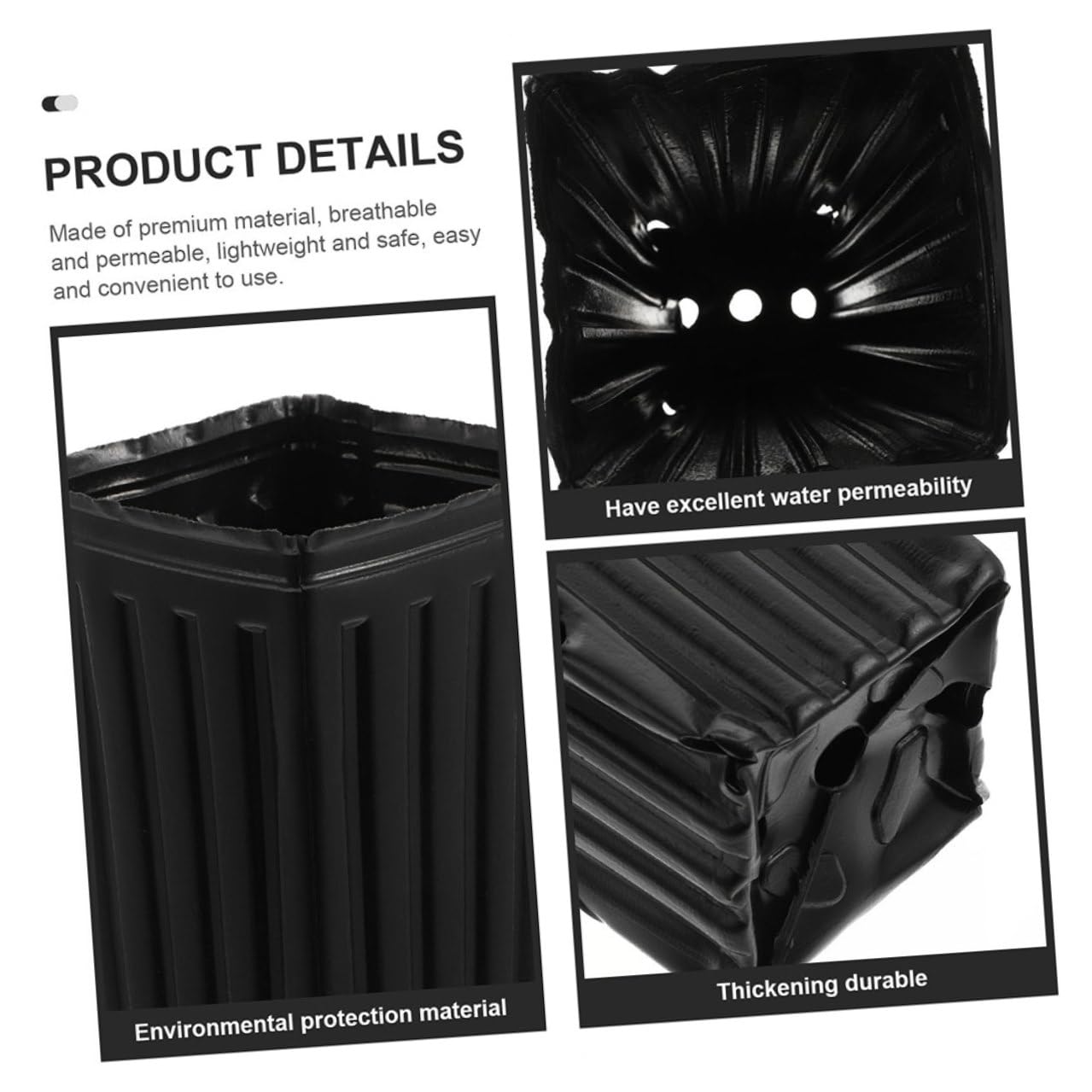 Artibetter 60 Pots D’arrosage Épais en Polypropylène Noir, 10x30 Cm, Pots Carrés Profonds pour Semis, Pépinière et Culture de Plantes, Drainage pour Jardin et Arbres Fruitiers