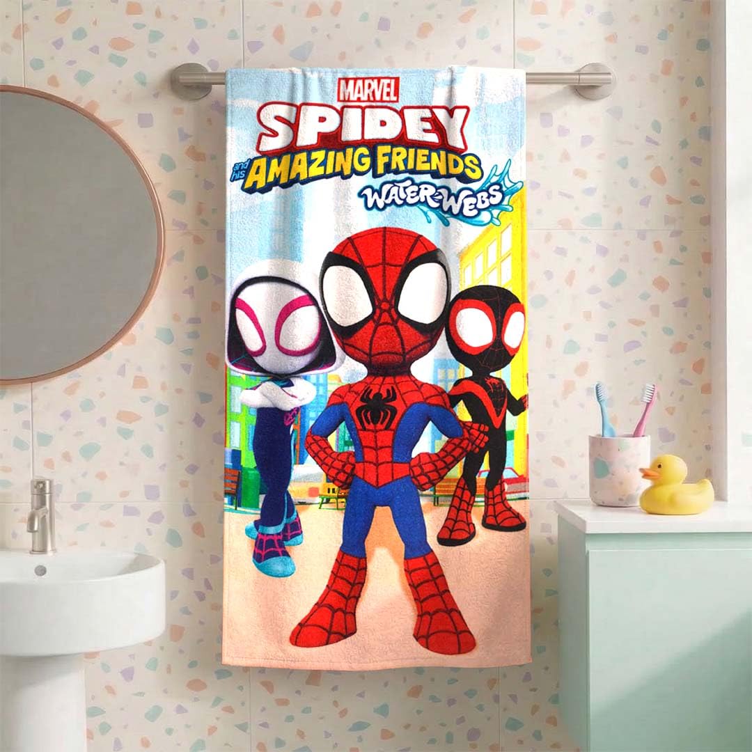Spidey Water Webs Kids Cotton Bath Towel,Superhero Themed Soft & Absorbent Towel for Boys & Girls, 60x120cm, 350GSM-picture-11