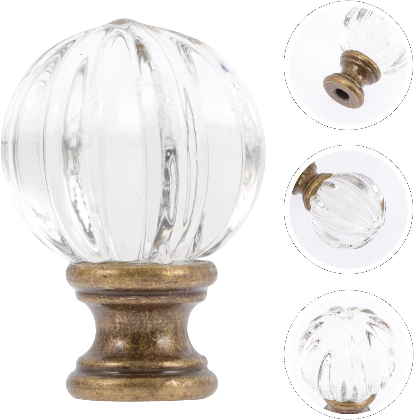 Mikikit Lamp Finials Set of 2 Decorative Glass Light Knobs Replacement Light Accessories for Table and Floor Lamps Easy Installation Stylish Lamp Toppers