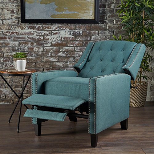 Gdfstudio Izaak Tufted Back Fabric Recliner Chair (Dark Teal) #TOP2