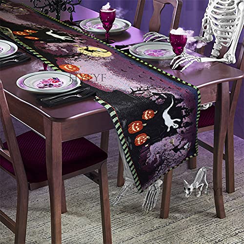 Halloween Table Runner Decoration, Pumpkins and Ghost Tablecloth Topper