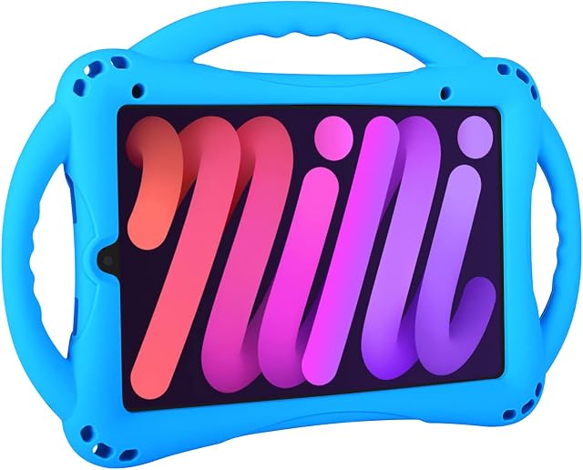 TopEsct Kids Case for iPad Mini 6th Generation Case Heavy Duty Shockproof Cover Childproof Protective kids Cover with Three Handle Stand for 8.3 inch iPad Mini 6 (Blue)