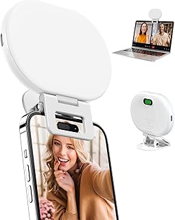 Rechargeable Selfie Light, Phone Light with 3 Lighting Mode/10 Brightness Level, Portable Phone Ring Light for Selfie, Makeup, Tiktok, Live Stream, Clip on Video Light for iPhone/Android/ipad