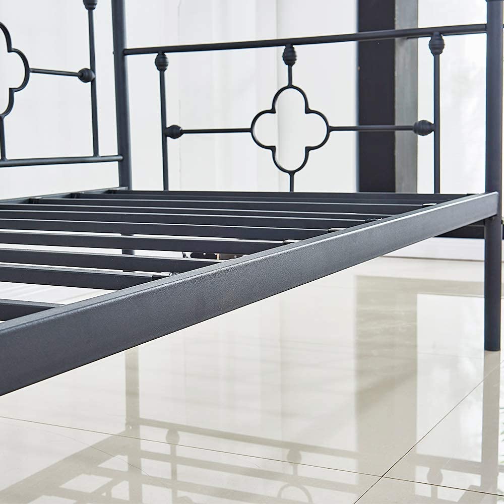 Buy Metal Day Bed Frame Platform with Headboard/Mattress Foundation/Box Spring Replacement Black