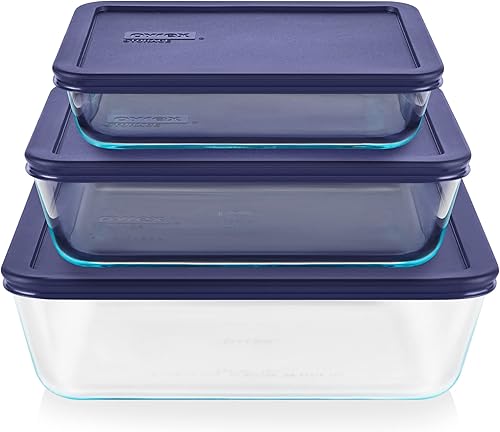 Miniatura 2 de Pyrex Simply Store - Juego de 6 recipientes de vidrio para almacenamiento de alimentos con tapas, 3 tazas, 6 tazas y simplemente almacena