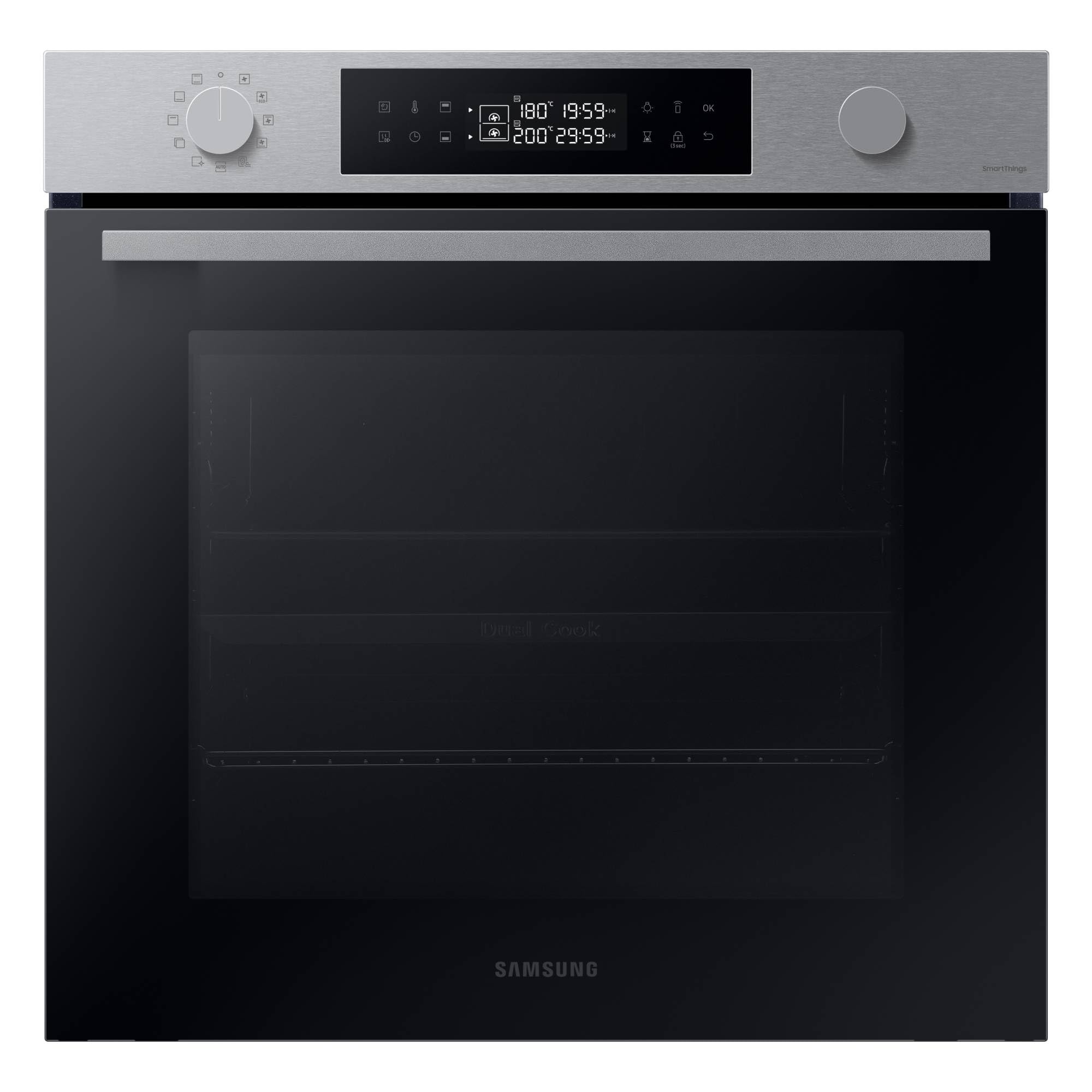 Samsung NV7B4450VAS/U1, Horno Pirolítico 76L, Multifunción, Dual Cook, Negro, Clasificación Energética A+ [Clase de eficiencia energética A+] | Dos cavidades independientes para cocinar dos platos a la vez, Función WiFi con SmartThings, Limpieza pirolític