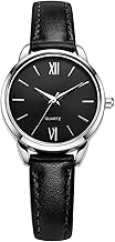 Women's Leather Strap Watch Minimalist Wrist Watches for Women Ladies Analog Quartz Watch for Small Wrists