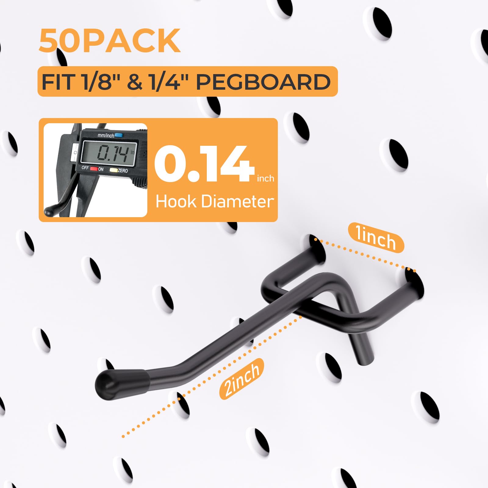 INCLY Pegboard Hooks - 50 Pack -2 INCLY Pegboard Hooks - 50 Pack -2