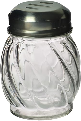 Coctelera de queso de remolino de vidrio de 6 onzas, coctelera de pimiento rojo triturado con tapa ranurada de acero inoxidable