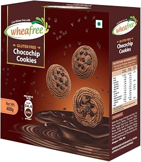 Wheafree Gluten Free Chocochip Cookies - 400gm (Pack of 1) | Crispy & Crunchy | Best Tea Time Snacks | 100% Wholesome Ingredients