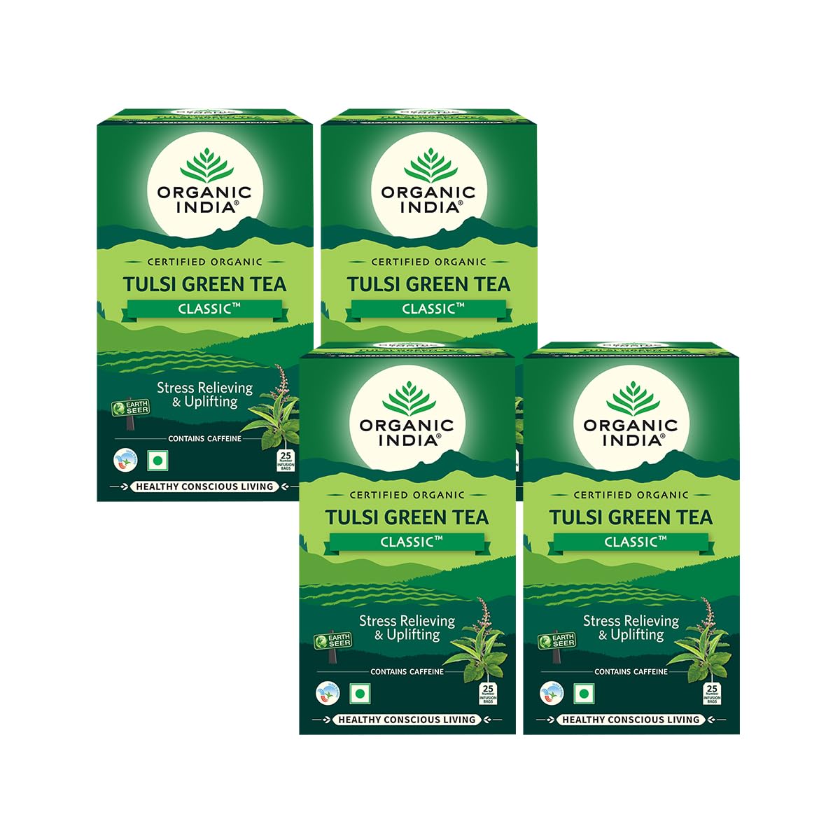 Organic India Tulsi Green Tea - Pack of 4 X 25 Tea Bags (B01C8O807A) Amazon Price History, Amazon Price Tracker