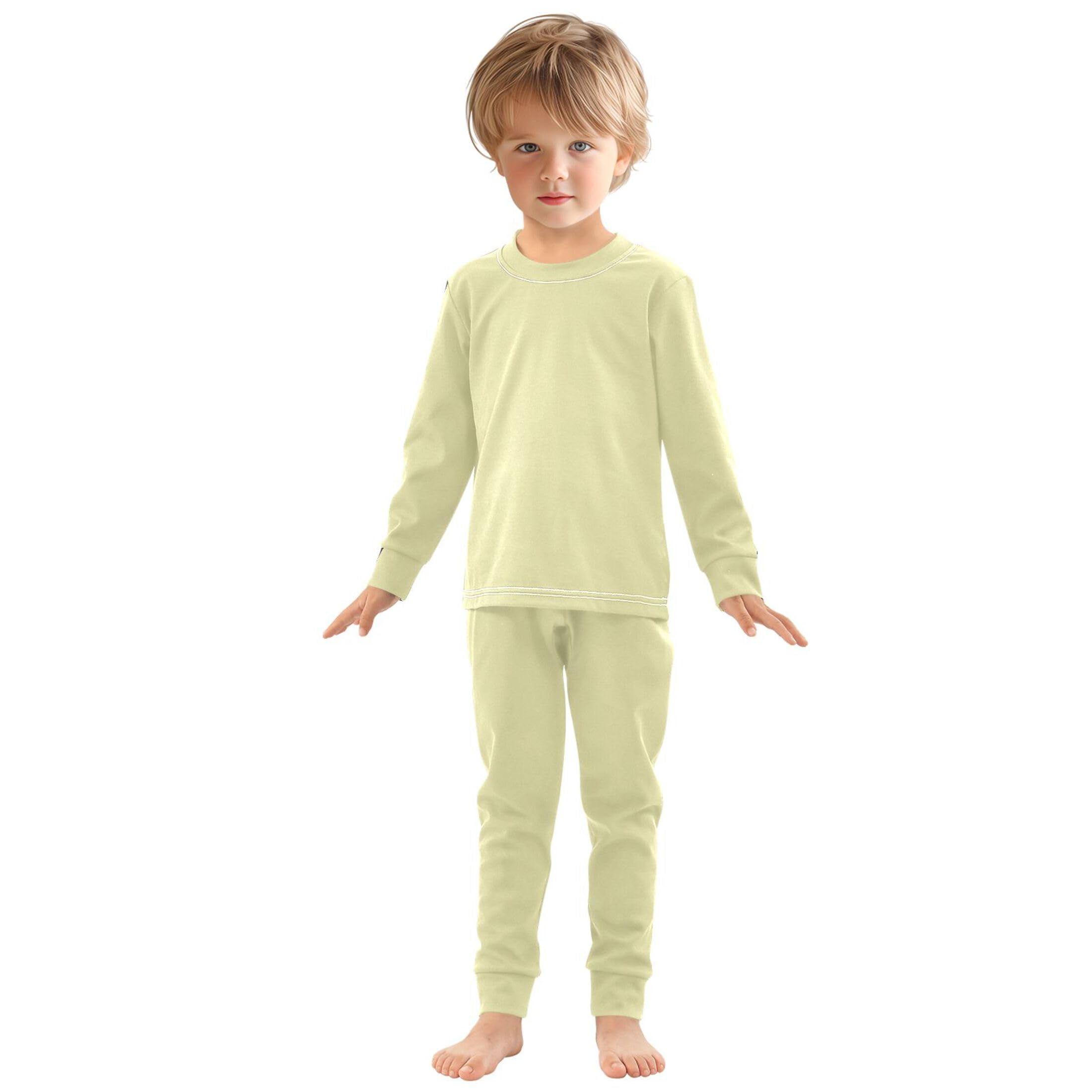 Pale Goldenrod Long Sleeve Pajamas Set Sleepwear Jammies 2pcs Set Pjs Pale Goldenrod
