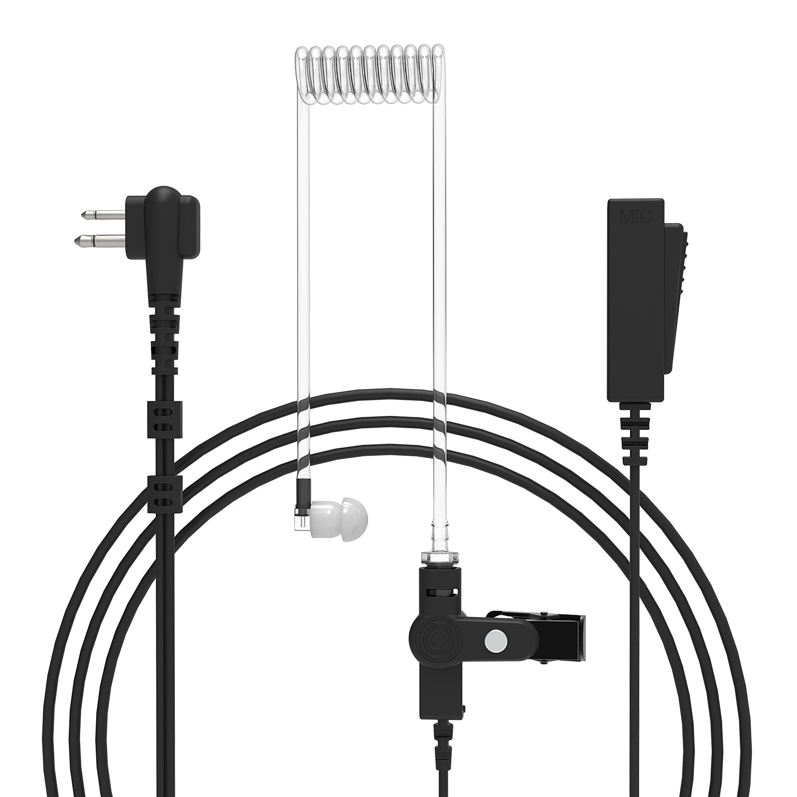 Motorola CP200D Earpiece, Compatible with Motorola Two Way Radio Headset - Walkie Talkie Surveillance Kit - Police Headphones (2 Pin)
