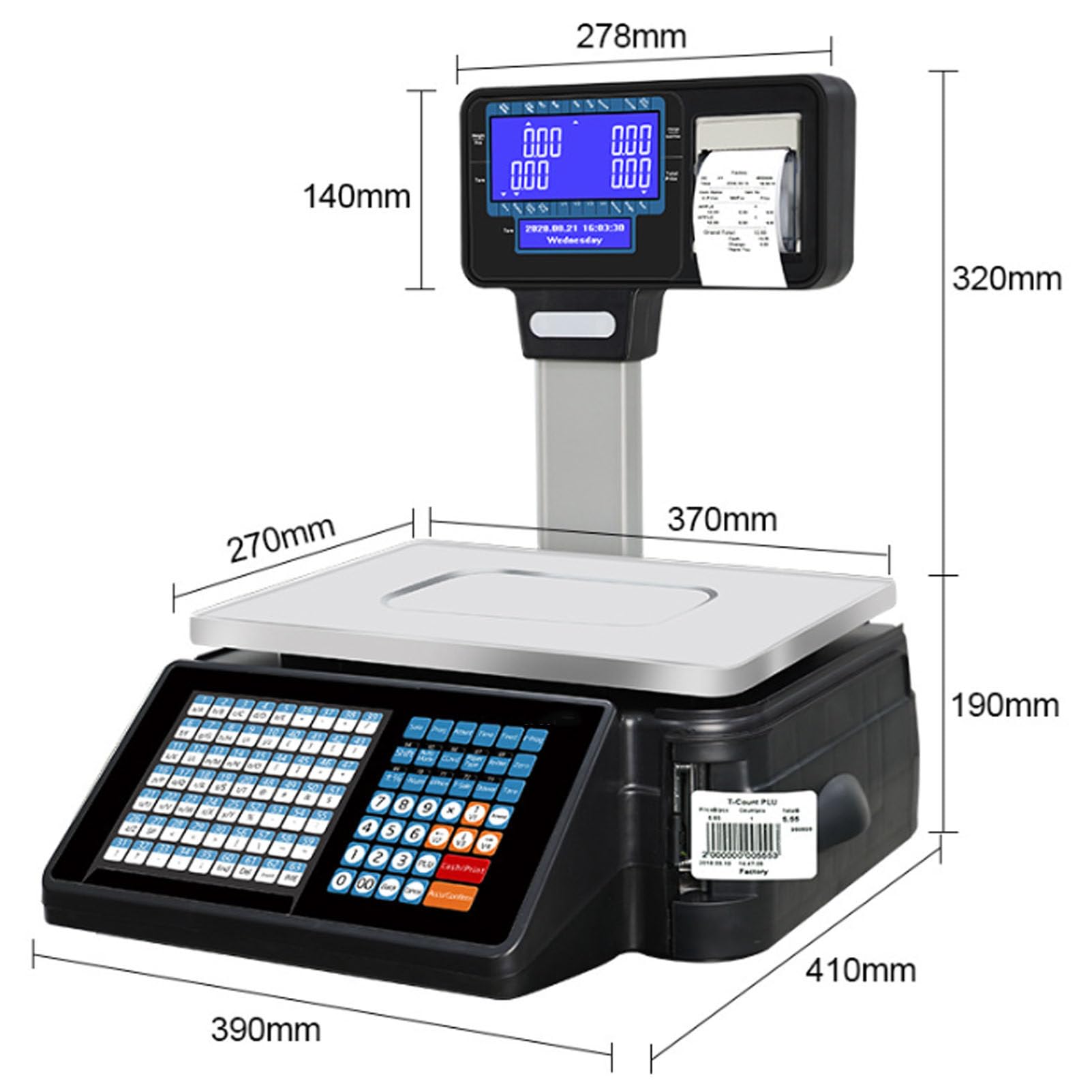 Waga z drukarką etykiet, waga do 30 kg, z wyświetlaczem kasy fiskalnej, z drukarką termiczną, do sklepu detalicznego, spożywczego, mięsnego Machine+Scanner+Cashbox