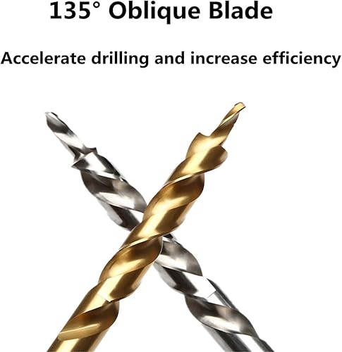 Miniatura 5 de OCGIG Taladro de agujero de bolsillo de 38 pulgadas, vástago hexagonal de 14 pulgadas, revestido de tianio, taladros de paso giratorio con cuello de