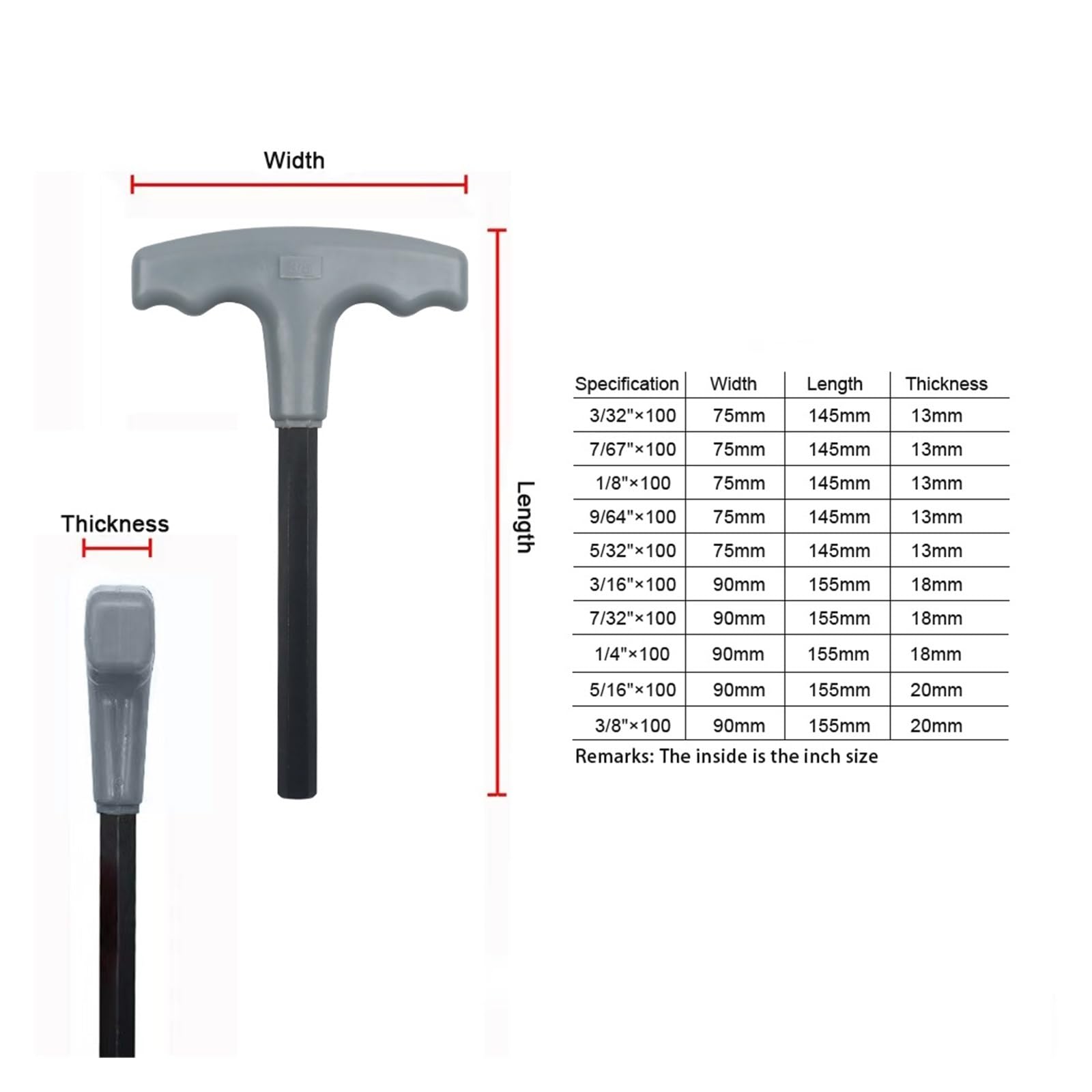 Genérico Compatible con herramienta de llave hexagonal mango métrico o en pulgadas 10 piezas soporte almacenamiento conveniente(10 pcs Torx-end)