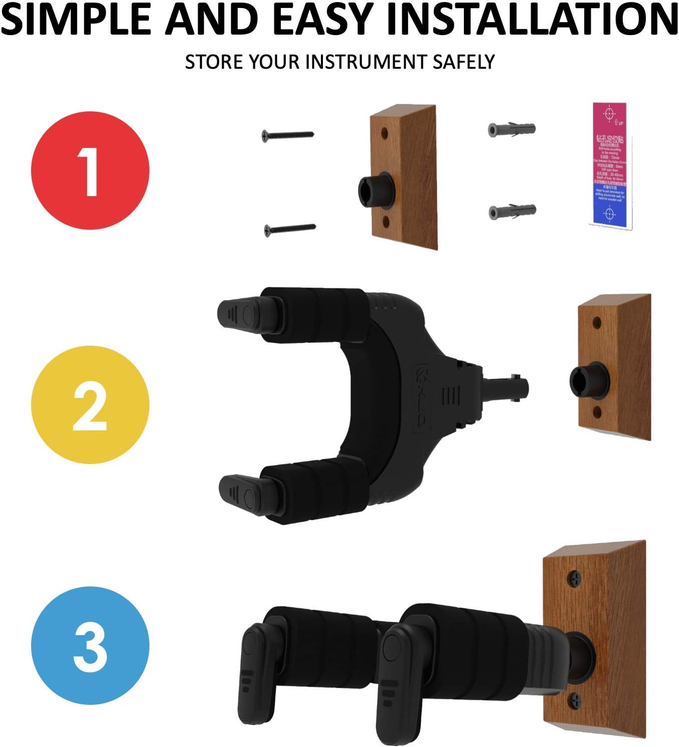 KLIQ Forte Wall-mount Instrument Hanger (Mahogany)