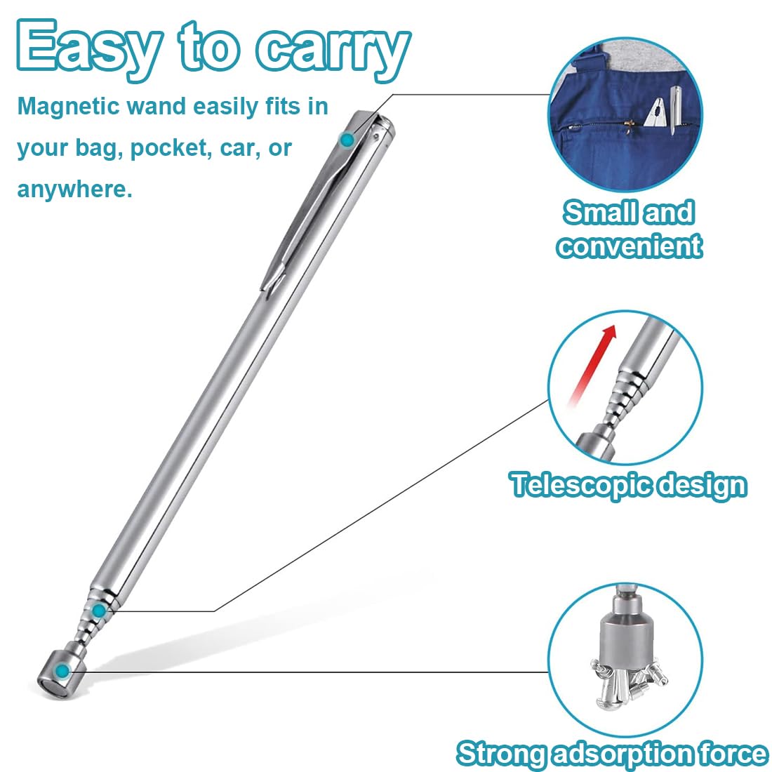 Penna Magnetica Telescopica - Asta Estendibile Per Raccolta Oggetti Metallici - Foto 4