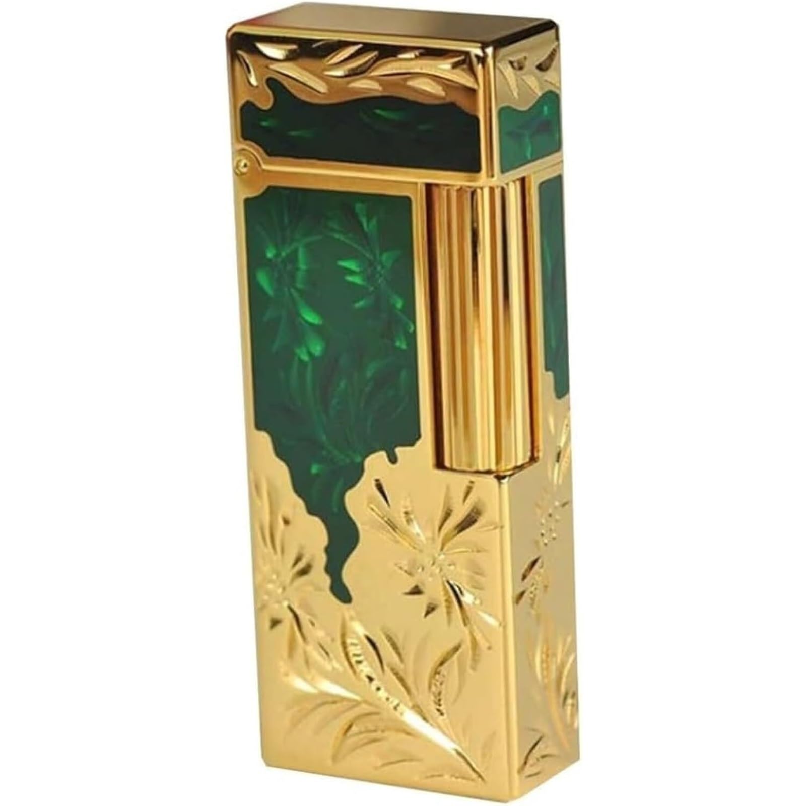 Portable Metal Side Pulley Ignition Soft Flame Adjustable Size Refillable Gold Plating Lighter Pure Hand-Carved Butane Inflatable Lighter