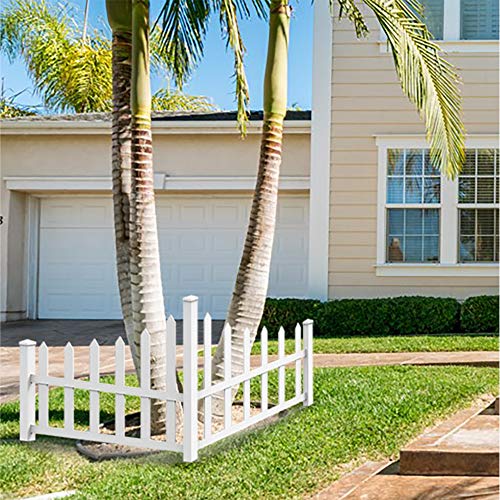 SunnyRoyal 44" X 43" Picket Vinyl Fence Panels Enclosure Panel Screen Garden Fencing Corner Accent Essentials Scalloped for Yard, Gardens, Outdoor Products, White 1 Pic