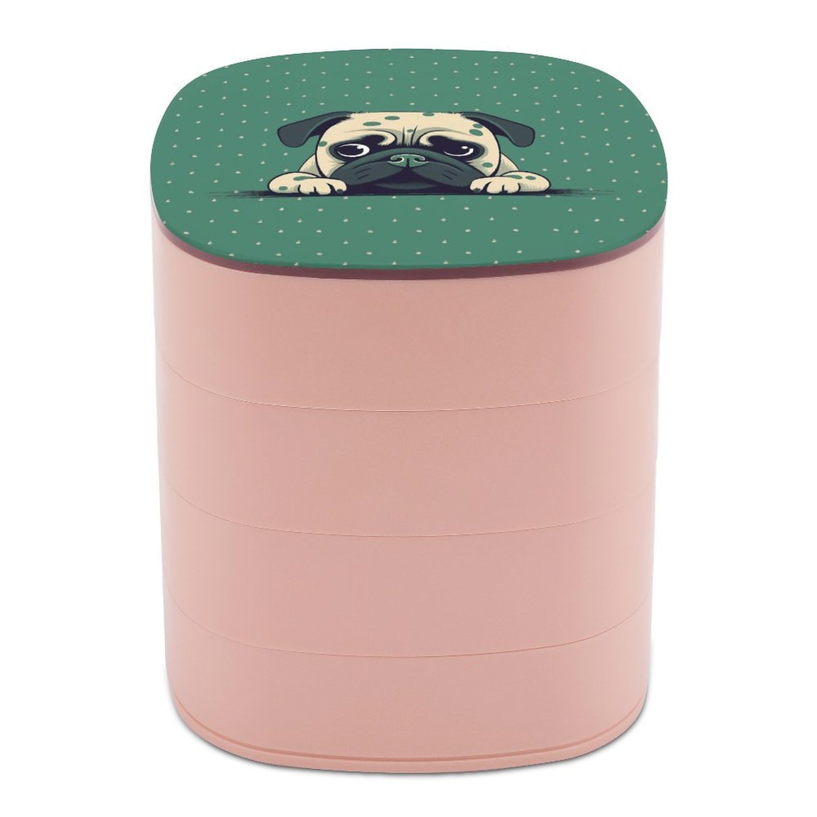Boîte à bijoux rotative à 4 niveaux avec miroir carlin vert