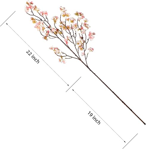 Miniatura 7 de 4 ramas artificiales de flores de cerezo, ramo de flores de imitación de seda a granel de tacto real para el hogar, boda, fiesta, centros de mesa,
