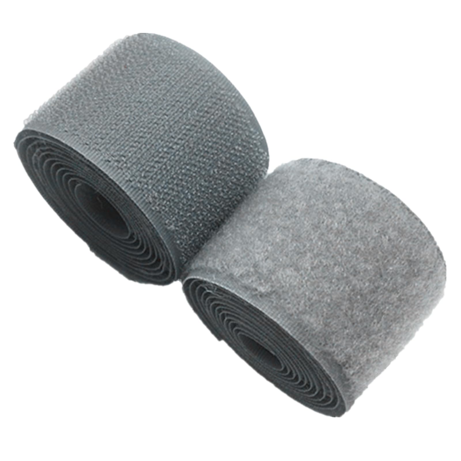 2 inch Wide Grey Sew On Hook and Loop Tape Non-Adhesive Nylon Fabric Fastener Set for Handbags Clothing Shoes Backpacks DIY Crafts