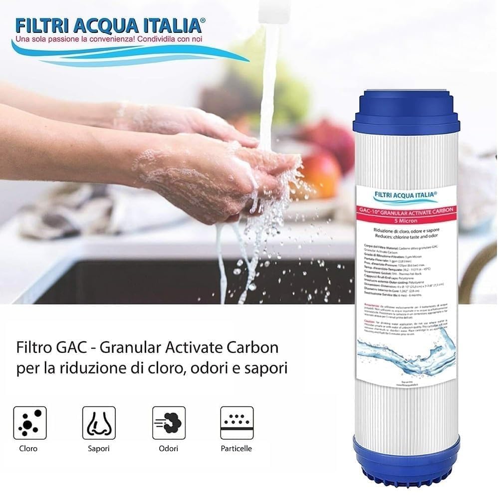 Kit Filtri Acqua 4 Stadi Ricambio per Osmosi Inversa Depuratore Acqua domestico standard da 10" Filtri Acqua Italia®