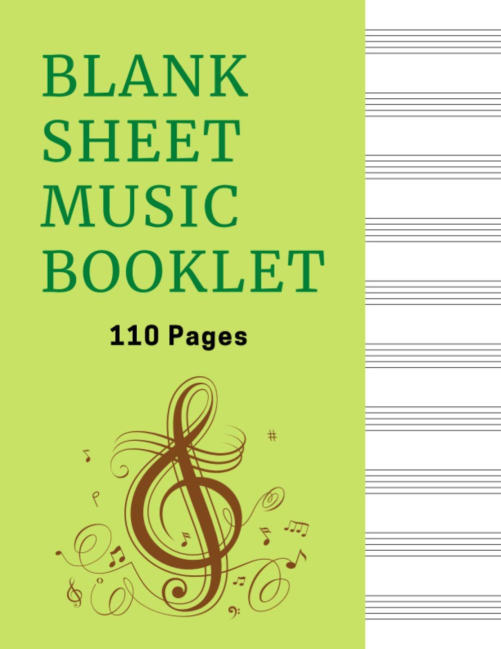 Cahier de musique vierge résolvant le manque de place entre les portées pour écrire les notes