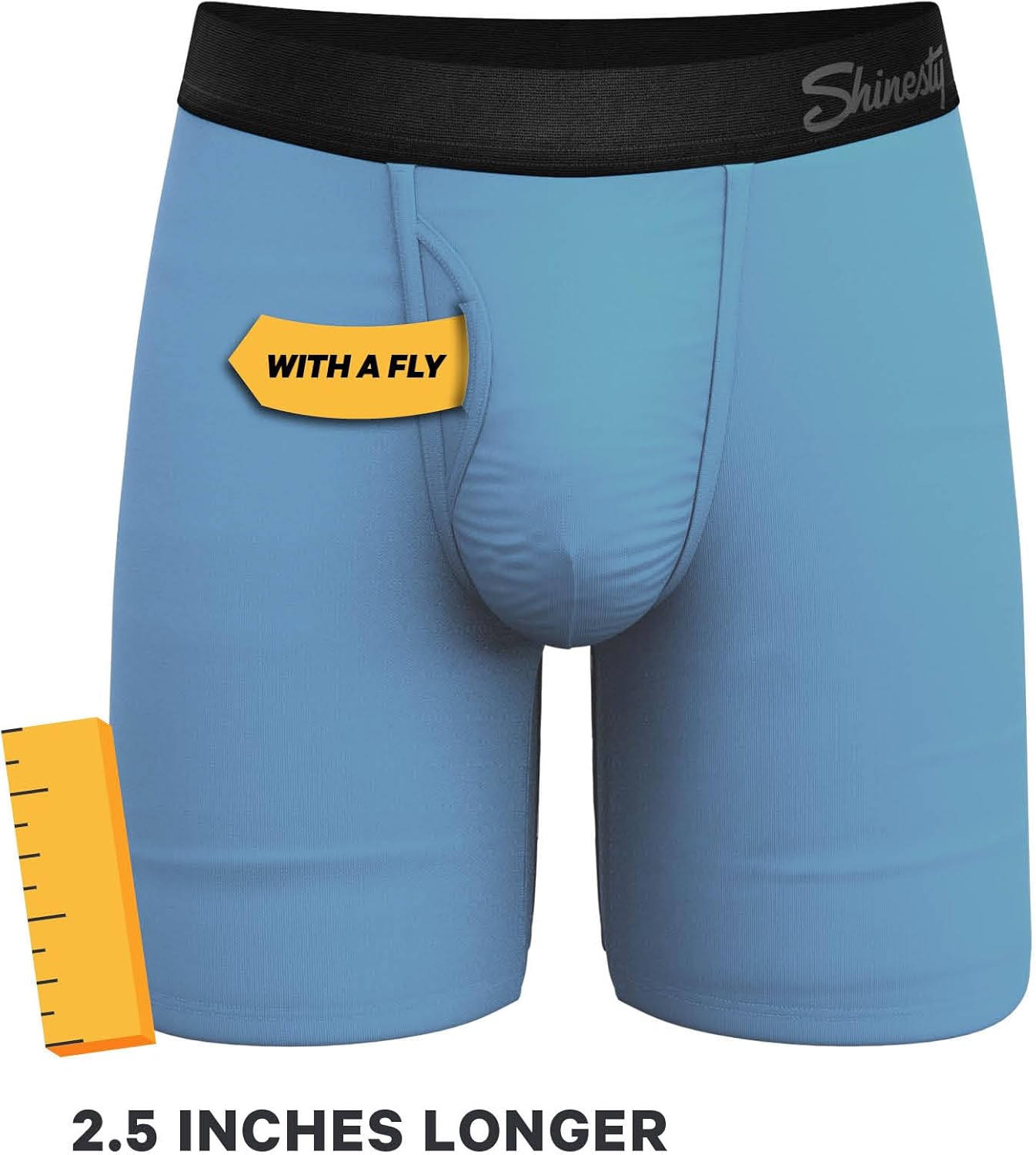 Shinesty Long Leg Boxer Briefs for Men Pack of 3 - Hammock Support Pouch Underwear For Men with Fly - Image 3